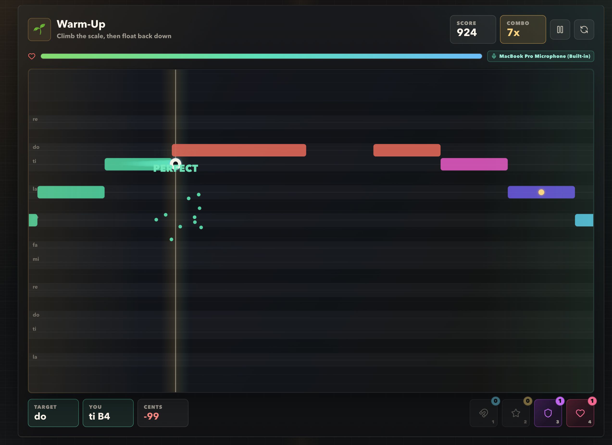 HumAlong real-time pitch practice game screenshot